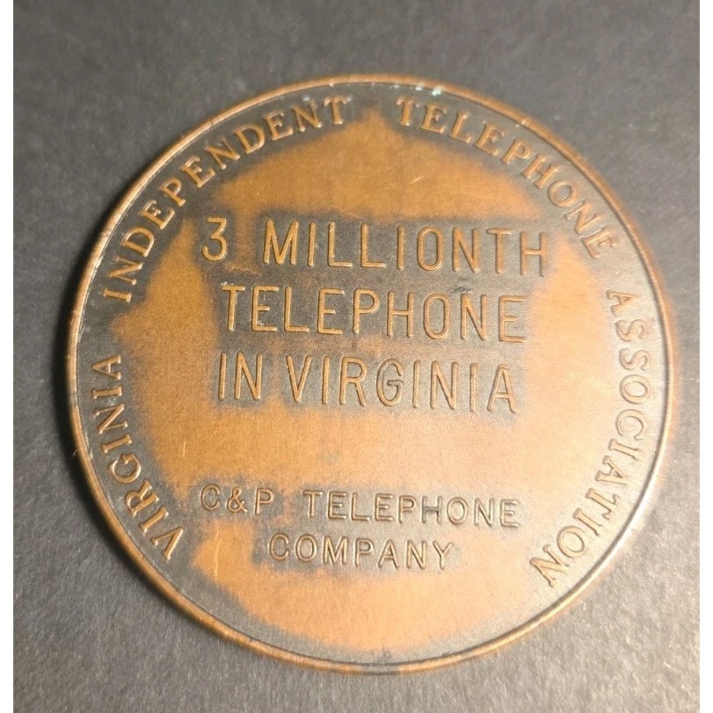1974 Virginia 3 Millionth Telephone Commemorative Medal Token Gov Mills Godwin